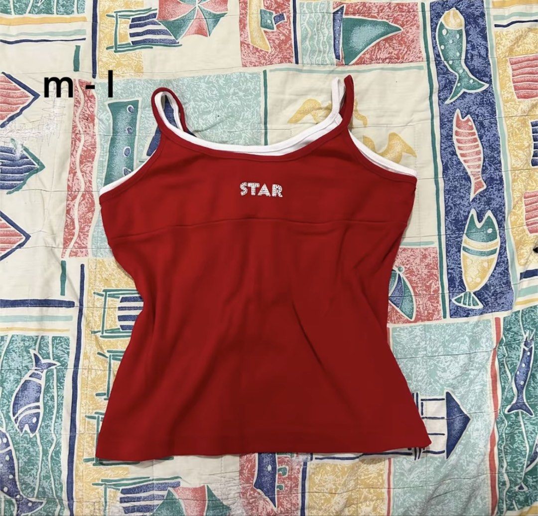 Y2K Red Sleeveless Top white red layered star (Category: Sleeveless) located in Pinamalayan. Submitted by _dragonfly (Listing ID 1468456784, Image 1). Description: 🪡 size M.