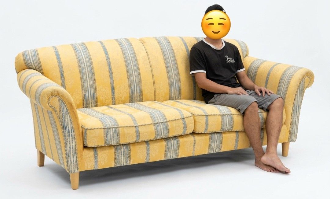 Yellow Fabric Sofa (Category: Community) located in Bulacan. Submitted by duncayow (Listing ID 1468474223, Image 1). Description: .
