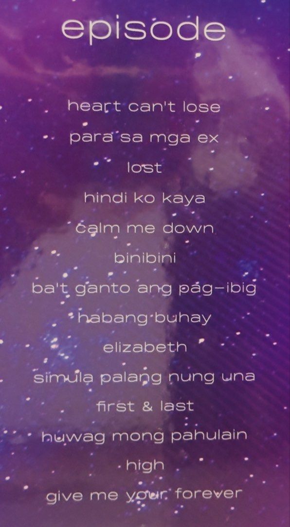 Zack Tabudlo - Episode LP Vinyl Record Plaka (Category: Vinyls) located in Quezon City. Submitted by anakinanika (Listing ID 1468346196, Image 2). Description: Zack Tabudlo – Episode LP Limited Edition | Opaque Purple Near Mint Condition ₱4500 Tracklist in the photos Mode of payment BPI, Gcash, Maya Pickup VLuna Quezon City Lalamove delivery within Metro Manila J&T shipping for provincial area.
