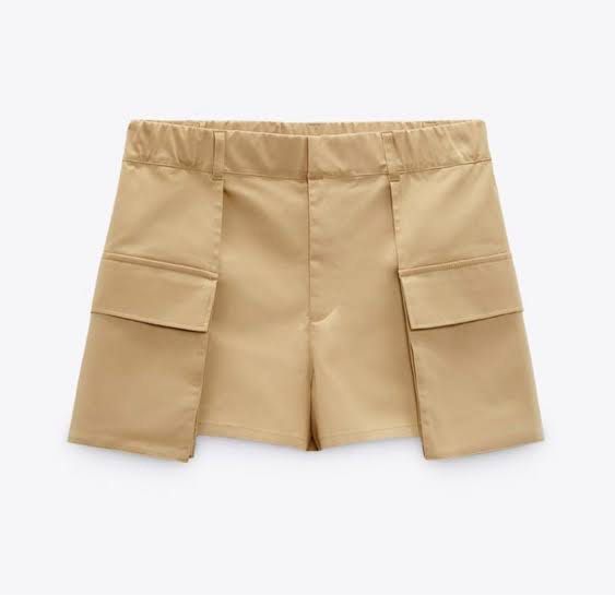 Zara Cargo Skort Beige Size L (Category: Shorts) located in Manila. Submitted by gabwie (Listing ID 1468434882, Image 2). Description: - Brand: Zara - Style: High waist cargo skort - Color: Beige - Size: Large - Great everyday staple - WORN ONCE.