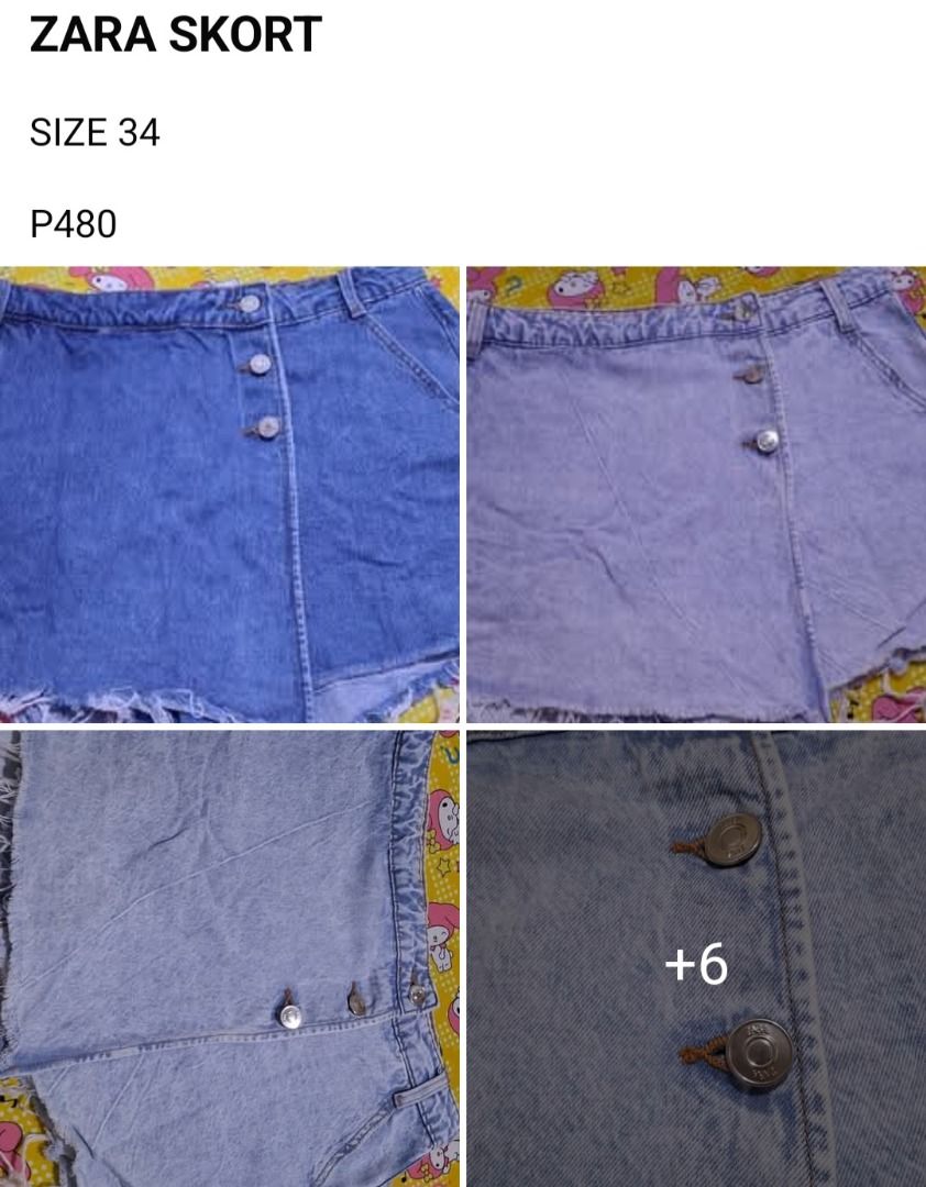 ZARA Denim Skort Size 34 (Category: Skirts) located in Manila. Submitted by katkween23 (Listing ID 1468315974, Image 1). Description: - Brand: Zara - Item: Denim skort in a classic blue wash - Size: 34 - Details: Front button closure, raw hem finish, built-in shorts with a skirt overlay - Condition: Great piece for casual days - Price: ₱480 only.