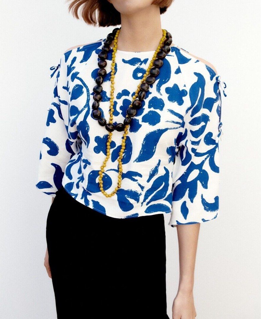 Zara linen tie sleeves (Category: Blouses) located in Manila. Submitted by ourburstingwardrobe_ (Listing ID 1468353860, Image 1). Description: Size xs Fits pre-teens Good as new.