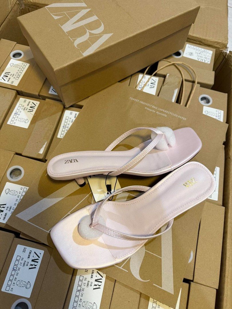 Zara pink heels (Category: Heels) located in Manila. Submitted by aiman_sole5 (Listing ID 1468344619, Image 3). Description: a little lift, a lot of elegance. 🎀 1-inch heels for your everyday pretty-girl look! 9️⃣8️⃣5️⃣ - with box and paperbag Available size: 36. 37. 38. 39. 40 📍 Imus, Cavite - Lalamove available (same day delivery) - JNT shipping available.