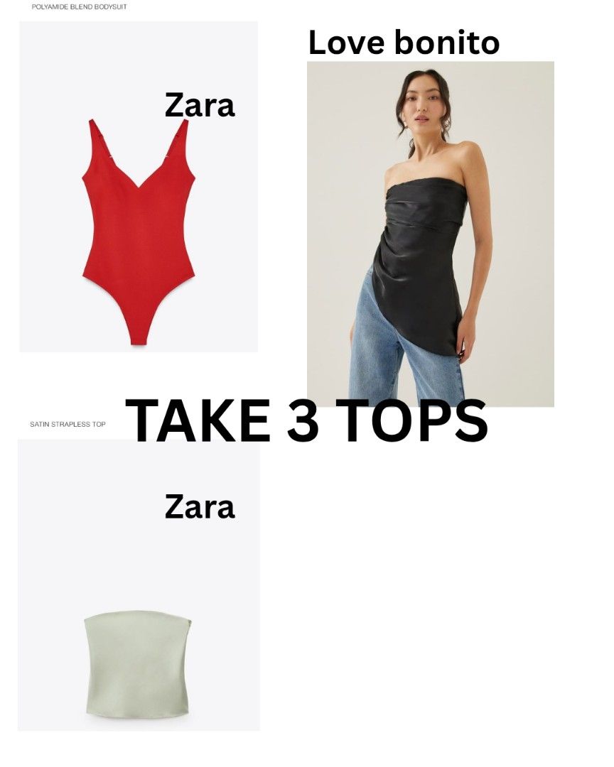 Zara Red Polyamide Blend Bodysuit Size L (Category: Blouses) located in Manila. Submitted by pauraffaella (Listing ID 1468395453, Image 1). Description: ‼️FIRST TO PAY GET THE ITEM ° Zara Red Bodysuit - Large °Zara Green Tube Top - Large ° Love, Bonito Tube Top - Large.