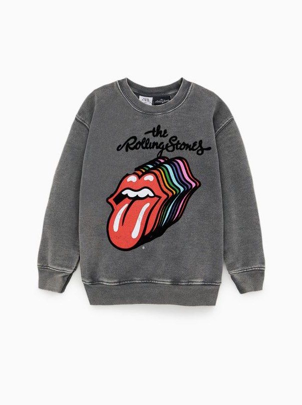Zara rolling stones sweater (Category: Babies & Kids Fashion) located in Manila. Submitted by ourburstingwardrobe_ (Listing ID 1468356880, Image 1). Description: Size 6 Like new condition.
