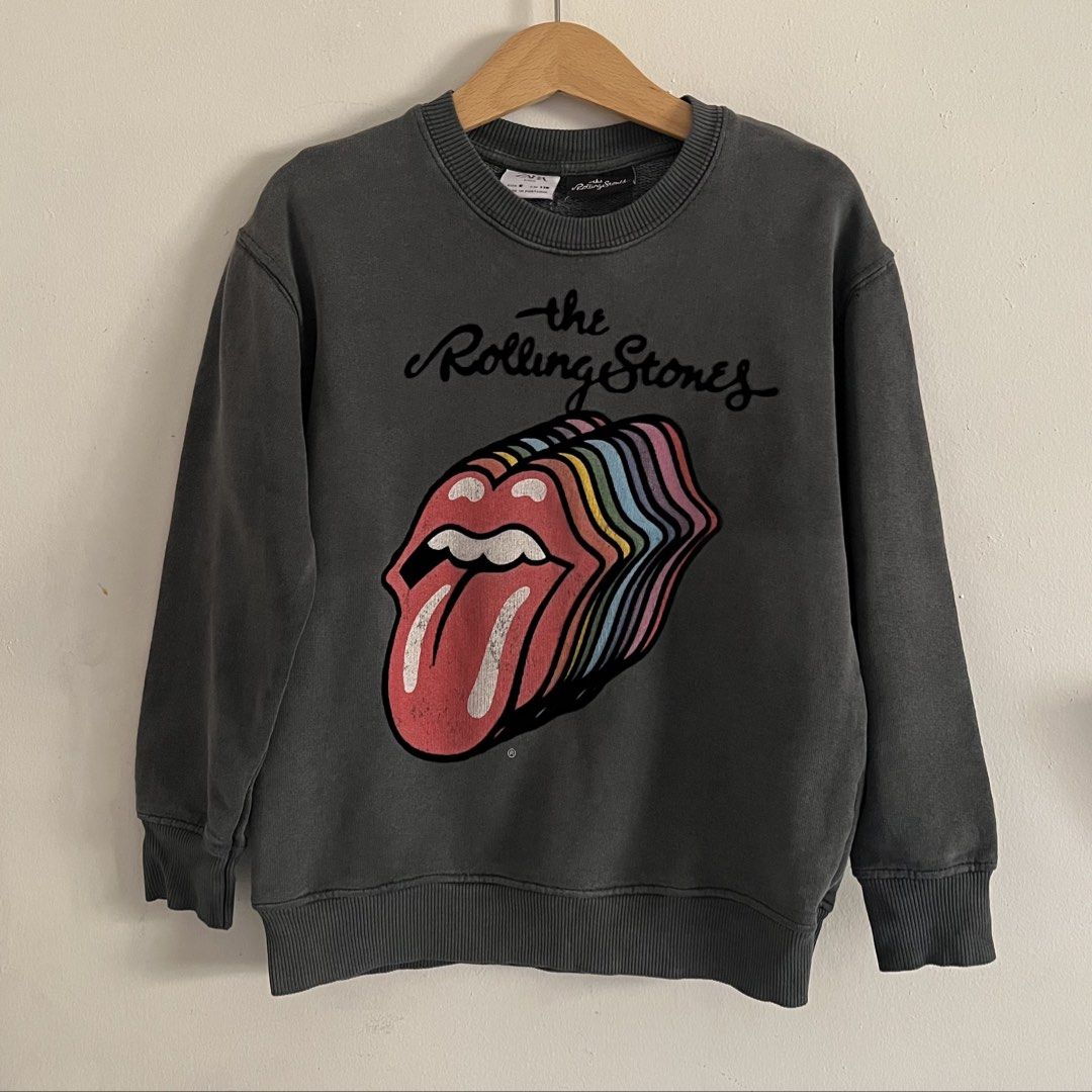 Zara rolling stones sweater (Category: Babies & Kids Fashion) located in Manila. Submitted by ourburstingwardrobe_ (Listing ID 1468356880, Image 2). Description: Size 6 Like new condition.