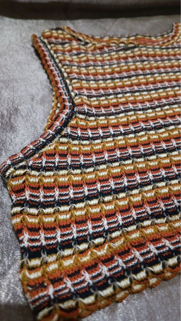 Zara Striped Knit Crop Top (Category: Sleeveless) located in Valenzuela. Submitted by nixs2722 (Listing ID 1468448584, Image 2). Description: -GC PAYMENT -SF c/o BUYERS - Brand: Zara - Style: Knit tank top with multi-color horizontal stripes (orange, mustard, white, black) - Neckline: Ribbed crew neck - Fit: Cropped length, sleeveless, soft textured fabric with great stretch - Size: 13-14 years / 164 cm (fits petite frames as well) - Origin: Made