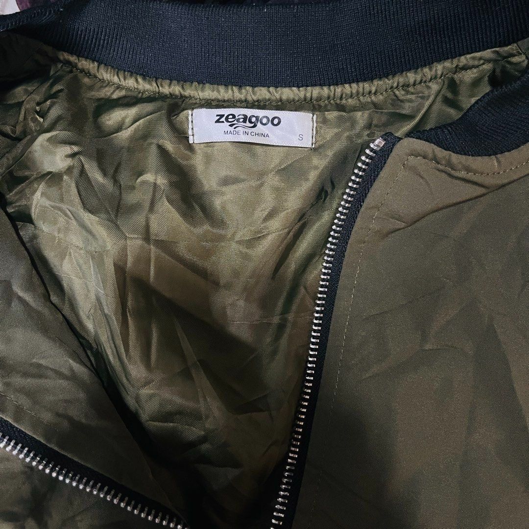 Zeagoo Olive Green Bomber Jacket Size S (Category: Coats, Jackets and Outerwear) located in Cavite. Submitted by yg_elite (Listing ID 1468312006, Image 2). Description: PLEASE READ FAQ’s > Yes, available! > Last price posted. TAKE IT OR LEAVE IT! > Dasmariñas Cavite > ADDITIONAL PHOTOS are NOT AVAILABLE as we seal the items after taking pictures. > GCASH payment > JNT shipping / LALAMOVE for rush ============= > PRE-LOVED / NEEDS WASHING. NO OTHE