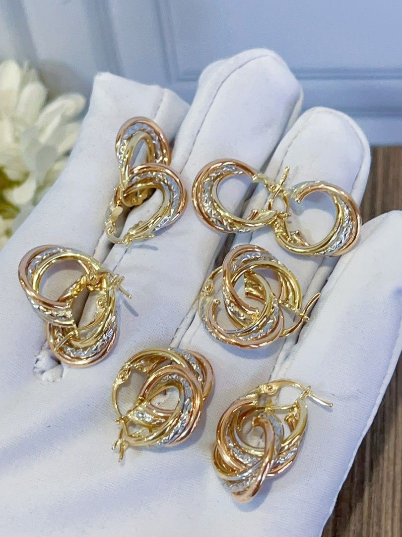 18K tricolor Japan loop earrings (Category: Earrings) located in Manila. Submitted by shaineofpreciousjewelshop (Listing ID 1468651969, Image 2). Description: .