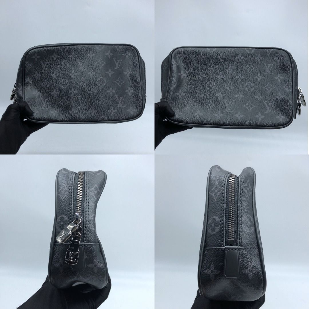 267010069 LOUIS VUITTON BAG MONOGRAM ECLIPSE MONOGRAM ECLIPSE TOILETRY TROUSE POUCH GM M43383 RFID (Category: Luxury Bags & Wallets) located in Taguig. Submitted by ecoring.ph (Listing ID 1468582772, Image 3). Description: ◆CONDITION: B+ ◆DESCRIPTIONS: (Other defects/info:) OUTER: The hardware of the clutch is scratched, tarnished, and faded, has minimal dents, and shows signs of use. INNER: The body of the pouch is slightly scratched, wrinkled, 