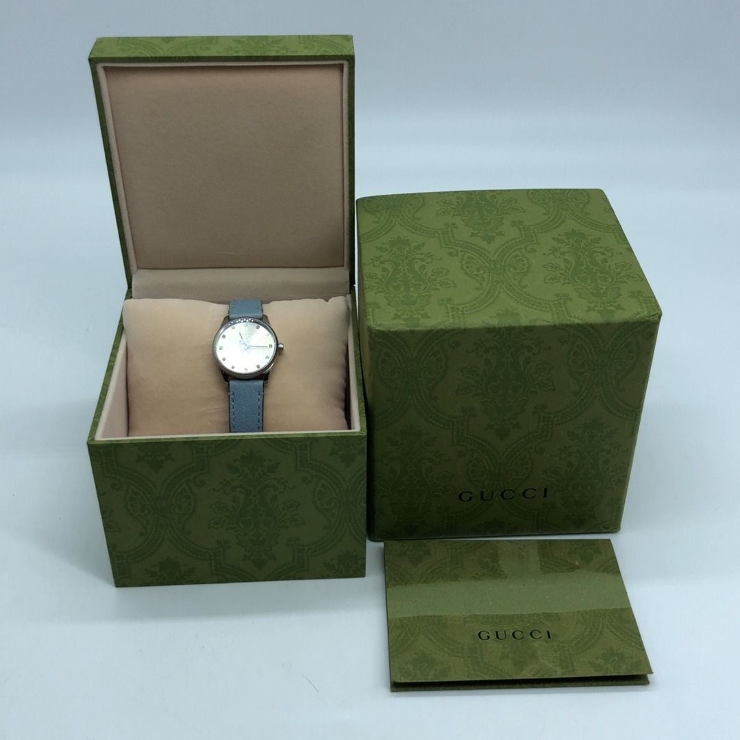 267010128 GUCCI WATCH 126.5 (Category: Luxury Watches) located in Taguig. Submitted by ecoring.ph (Listing ID 1468589741, Image 2). Description: ◆CONDITION: B ◆DESCRIPTIONS: (Other defects/info:) The bezel, case back, end pieces, crown, and buckle of the watch are slightly scratched, have minimal dirt, and show signs of use. The strap of the watch is slightly scratched and scuffed, has wrinkles and press marks, and shows signs of use. The rubber 