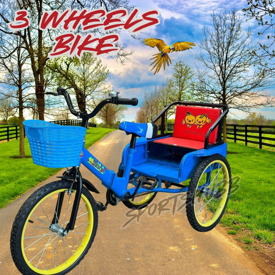 3 Wheels bike For kids (Category: Kids Toys) located in Quezon City. Submitted by mike10sitaldas (Listing ID 1468597906, Image 2). Description: 3 Wheels bike For kids 4,500 Php / Brand new with Basket/bell/Cargo bike Available color : red blue violet.