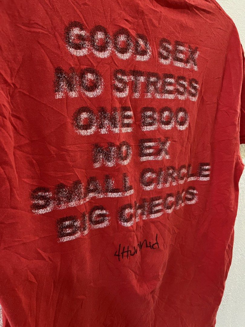 4hunnid Good S*x (Category: Tshirts & Polo Shirts ) located in Dumaguete. Submitted by khysdeadstocks (Listing ID 1468520670, Image 1). Description: 4 Hunnid Good S*X issue: pinhole color rate 9/10.