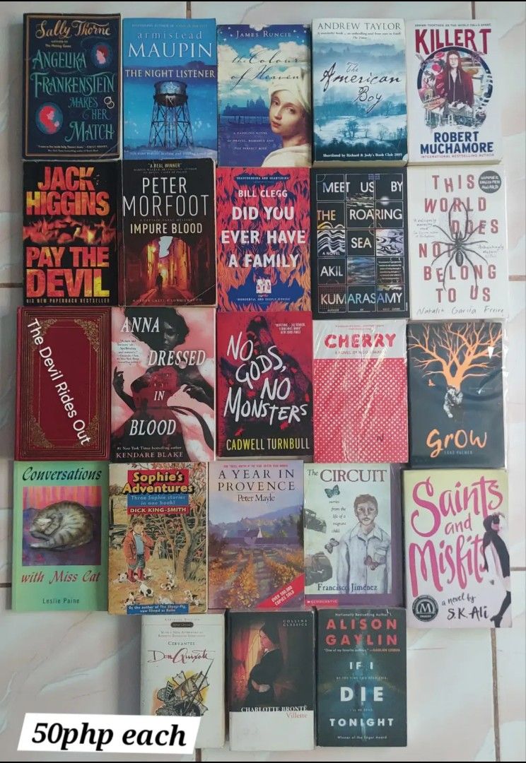 50-200php books (Category: Storybooks) located in Libmanan. Submitted by mhek_yuu (Listing ID 1468634107, Image 2). Description: 📌Books may have sign of use(creases), tanning and foxing, but still in good condition. 🚚MOD: only- JnT 💸MOP: CashG 📍Location: Camarines Sur Free 'SF' for five (5) - maximum 'mine' books. - Decluttering sale: Multiple book titles available - Titles include: Dark Tarot, Hester, The Bad Ones, In the Orbit of You, The A