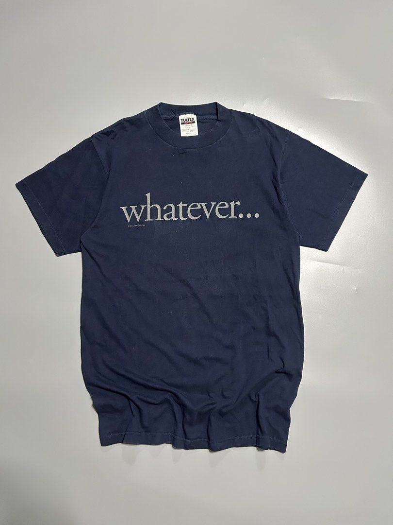 90’s Whatever statement tee by billcat company (Tultex tag) (Category: Tshirts & Polo Shirts ) located in Trece Martires City. Submitted by flip_flips (Listing ID 1468527518, Image 1). Description: 90’s Whatever statement tee by billcat company (Tultex tag) -Dimes: 21 width 30 length -Excellent condition -9.5/10 color rate -issue: none.