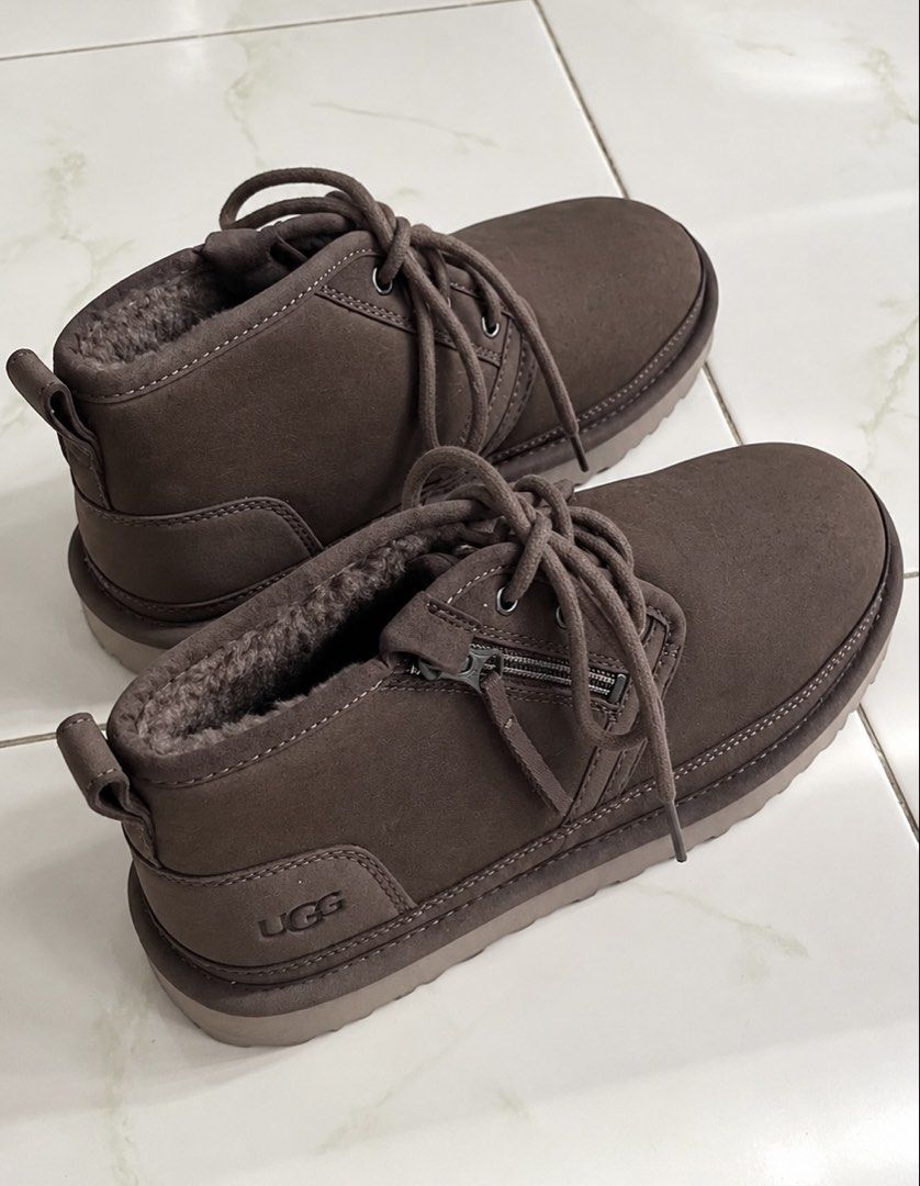 🇺🇸 UGG Neumel Zip Boots Brown (Category: Boots) located in Manila. Submitted by prelovedpick.com (Listing ID 1468620190, Image 1). Description: For Winter or Travel - Authentic brown UGG ankle boots - Front laces and convenient side zippers - Ultra-warm fluffy shearling lining - Debossed UGG logo on the heel counter - Back pull tab for easy slip-on - Durable rubber sole for solid grip.