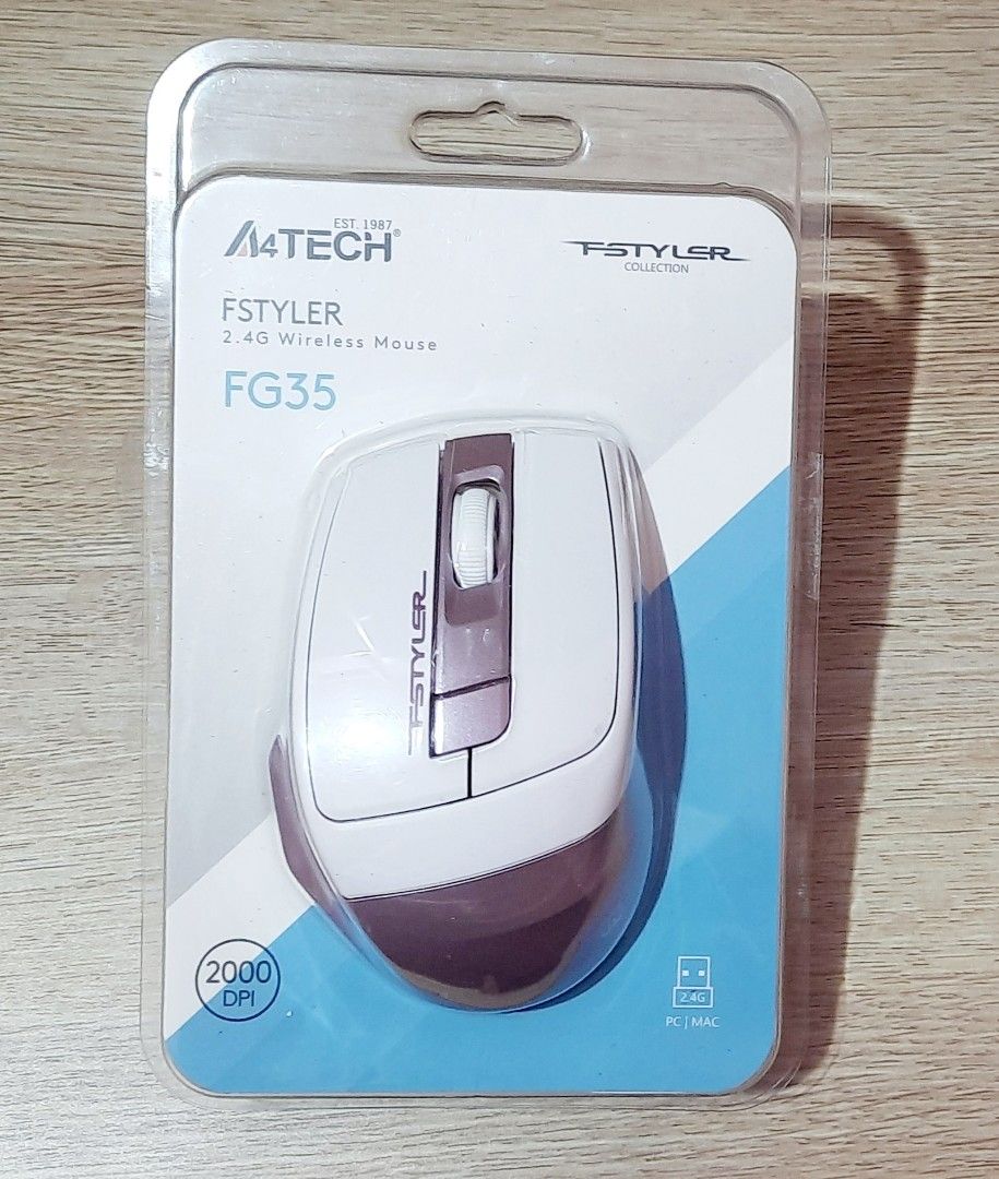 A4Tech FStyler FG35 2.4G Wireless Mouse (Category: Mouse & Mousepads) located in Manila. Submitted by crejzshoppe (Listing ID 1468549325, Image 1). Description: - Brand: A4Tech FStyler FG35 - Color: White and Pink - Connectivity: 2.4G Wireless via USB receiver - Sensor: Optical with 2000 DPI - Compatibility: PC and Mac - Condition: New it was given as gift but i prefer to use the ones with wire.