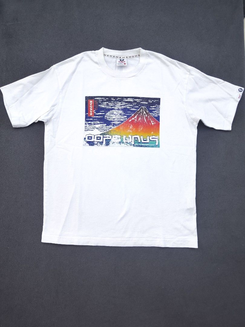 Aape Motif Mount Fuji Tee (Category: Tshirts & Polo Shirts ) located in Bulacan. Submitted by emilj23 (Listing ID 1468522030, Image 1). Description: Aape Motif Mount Fuji Tee Size S on Tag L 26 W 21.5 Condition 9/10 Color rate 9/10 Issue Crackprints,Minimal Stain.