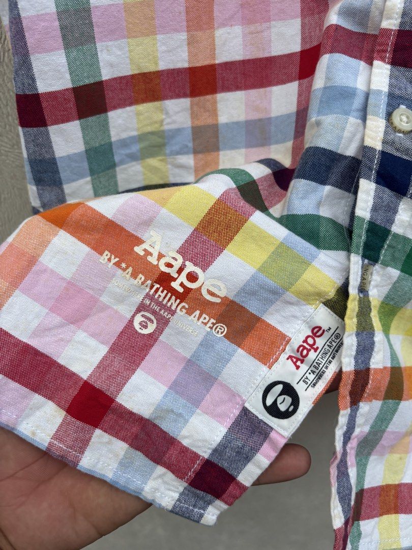 Aape SL Buttondown Rainbow Plaid (Category: Tshirts & Polo Shirts ) located in Baybay. Submitted by thrift.ed2023 (Listing ID 1468589367, Image 3). Description: Aape SL Buttondown Rainbow Plaid Medium 20x27.5 No Issue Need Wash Good as New .