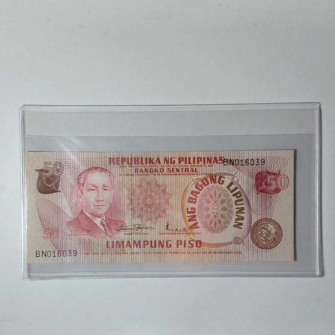 ABL Series 50 Piso Banknote (unc) (Category: Currency) located in Tagbilaran City. Submitted by bennycollectibles (Listing ID 1468576217, Image 1). Description: •Add an additional 150 for shipping.