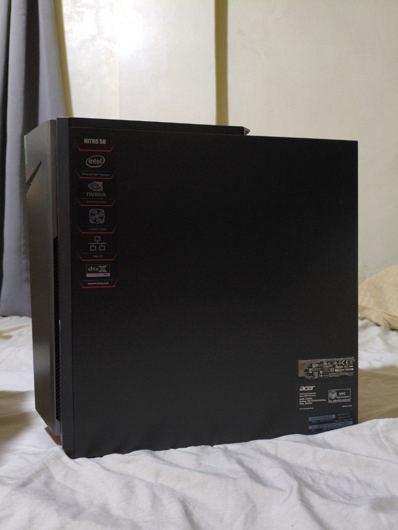 Acer Nitro 50 Gaming Desktop PC N50-610 (Category: Desktops) located in Pasig City. Submitted by garage.sale89 (Listing ID 1468636481, Image 3). Description: IMPORTANT: Does not come with any RAM, SSD, and Hard Drive - Model: Acer Nitro 50 (N50-610) Gaming Desktop - Manufacture Date: October 2020 - Condition: Clean exterior, well-maintained - Ports: Standard rear I/O including USB, ethernet, audio jacks, and video outputs - Authenticity: Original
