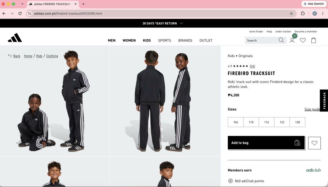 Adidas Firebird Tracksuit 3Y-4Y (Category: Babies & Kids Fashion) located in Quezon City. Submitted by kamilahdeclutters (Listing ID 1468649792, Image 2). Description: Brand New with Tag RFS: does not fit Bought for ₱4300 from Adidas Trinoma.