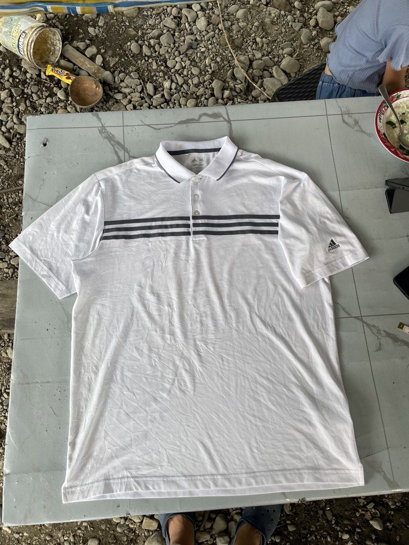 Adidas PoloShirt(GOLF) (Category: Tshirts & Polo Shirts ) located in New Bataan. Submitted by rebisa.404 (Listing ID 1468529583, Image 1). Description: Adidas PoloShirt(Climalite) L on tag 22.5x28 Condition and CR 9.5/10 Need wash No issue Mindanao davao de oro.