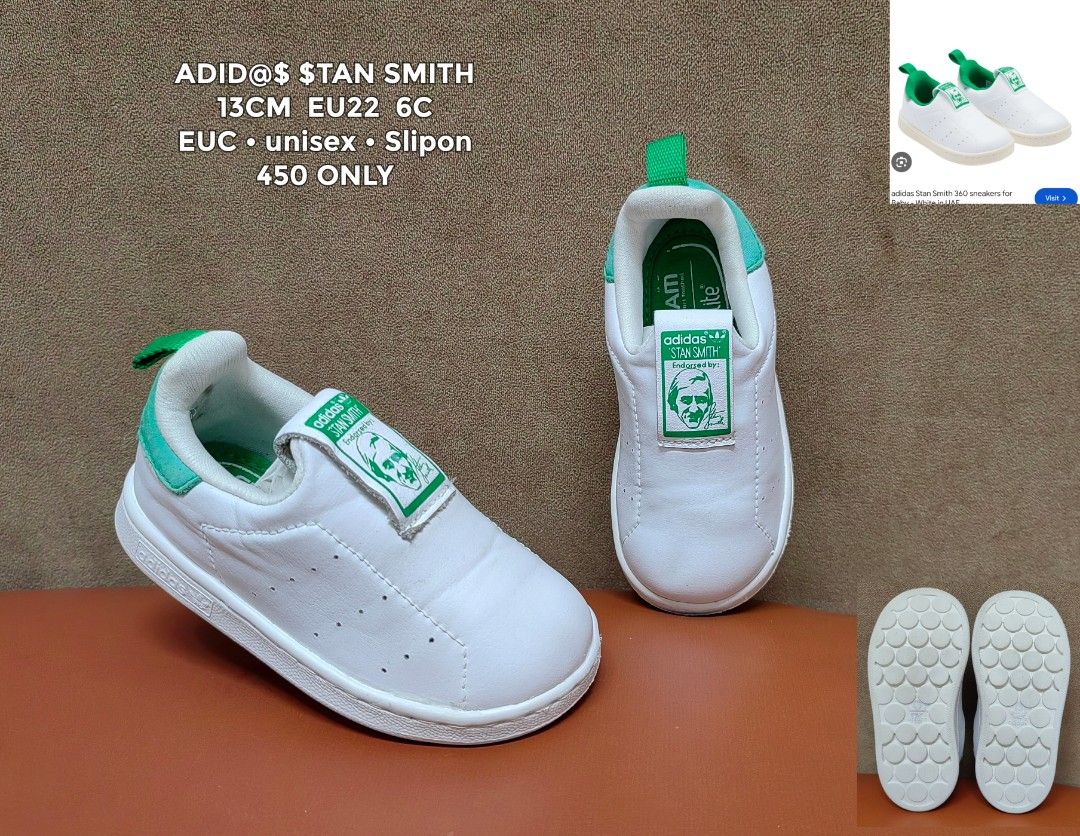 ADIDAS STAN SMITH (Category: Babies & Kids Fashion) located in Cebu City. Submitted by shopwithshee (Listing ID 1468501989, Image 1). Description: Hi🖐 Welcome to my shop! All items are guaranteed 💯 orig. All Br@nded preloved items with ff conditions; Likenew ( LN), Excellent Used condition ( EUC), Very good condition (VGUC) Kindly refer Details in the pic. Dont hesitate to dm for more pics and angle you want to see. I will be happy to respond t