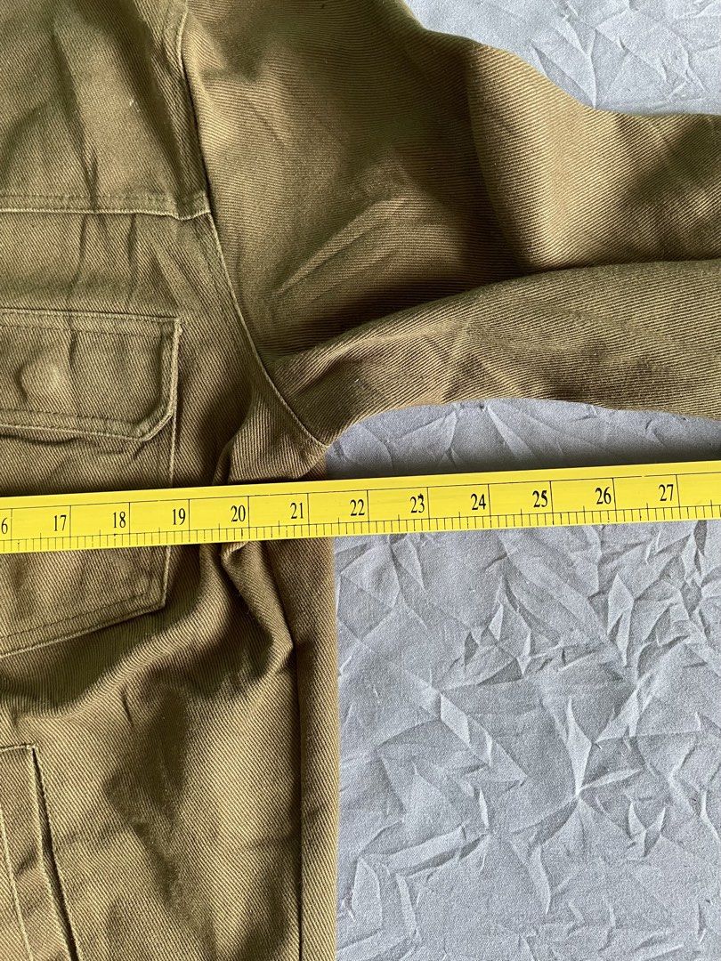 ADLE Adam's Fig Leaf Brown Jacket Size L (Category: Coats, Jackets and Outerwear) located in Cagayan de Oro. Submitted by jekdels05 (Listing ID 1468503492, Image 2). Description: - Brand/Model: ADLE Adam's Fig Leaf brown denim style work jacket - Size: L - Material: Heavy cotton twill fabric with contrast buttons - Pockets: Dual chest flap pockets and side welt pockets - Measurements: Chest width ~22 inches, Length ~29 inches - Style: Rugged util