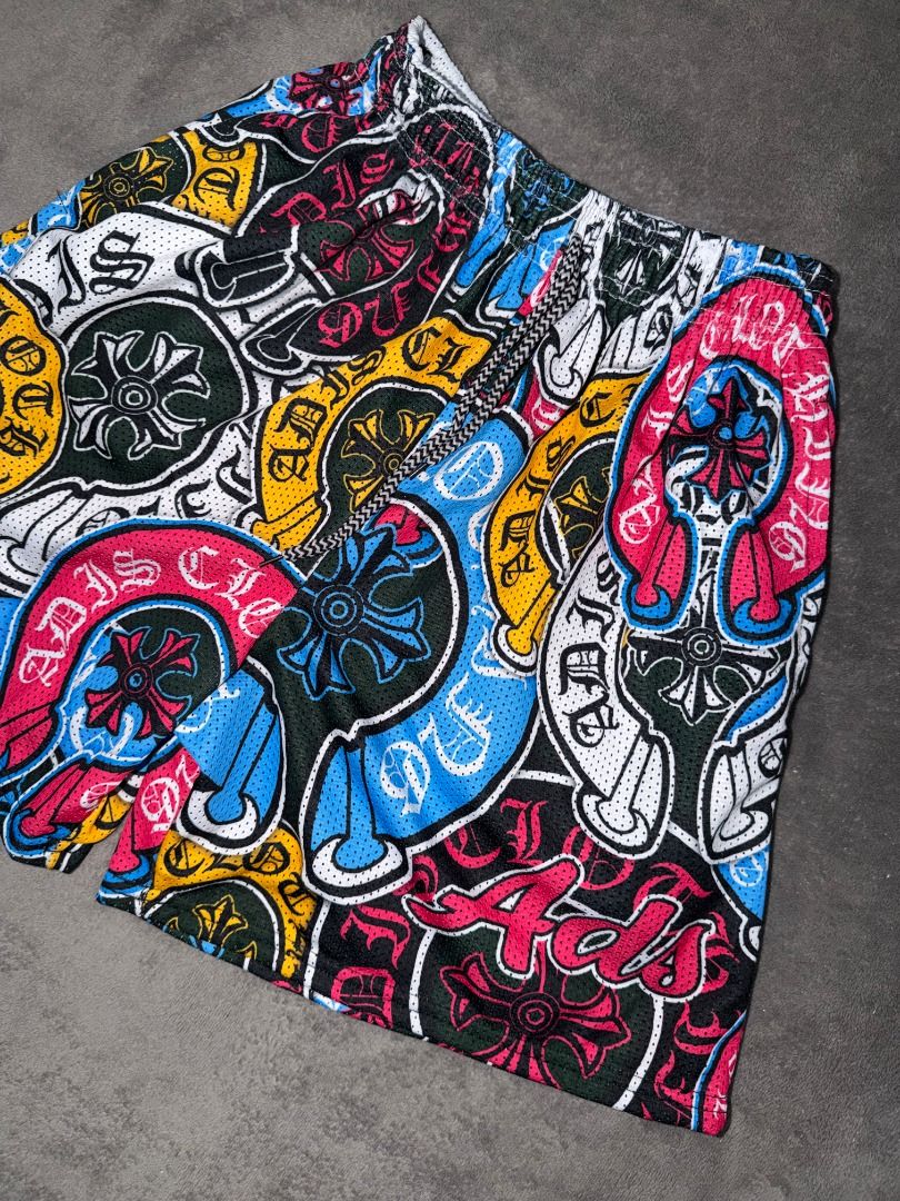 ADS Chrome Hearts Design Mesh Shorts – Multicolor (Category: Shorts) located in Manila. Submitted by ovrcast.ph (Listing ID 1468525301, Image 2). Description: MEASUREMENT: 27" × 17" × 12".