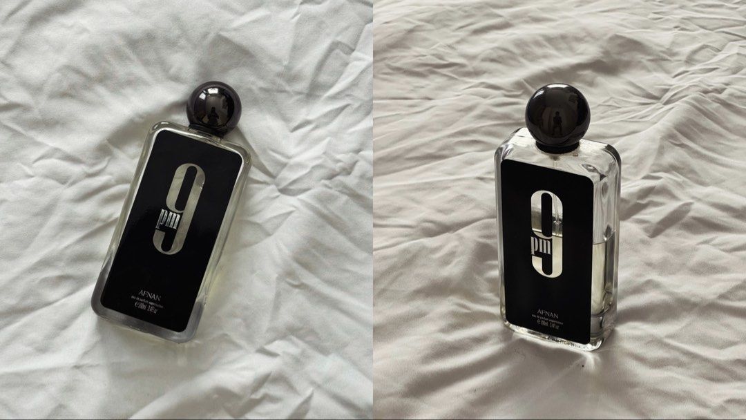 Afnan 9 PM Eau de Parfum 100ml (Category: Fragrance & Deodorants) located in Binan City. Submitted by truetree_717a49 (Listing ID 1468517749, Image 1). Description: Afnan 9 PM Eau de Parfum | Preloved Selling Price: ₱1,200 Purchased: Around 2022 from JP Frag Approx. Remaining Volume: 55–60mL Please refer to photos for actual condition and remaining perfume level. DM for inquiries and additional photos..