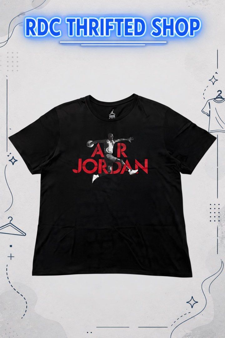 Air Jordan Tee (Category: Tshirts & Polo Shirts ) located in Las Pinas. Submitted by rdcthriftedshop (Listing ID 1468683004, Image 1). Description: Free Shipping Fee 📦 Air Jordan Tee Size 3XL on tag (Can fit to XL) Width: 23 Length: 27 Color rate: 10/10 Condition: Excellent Condition No Issue.