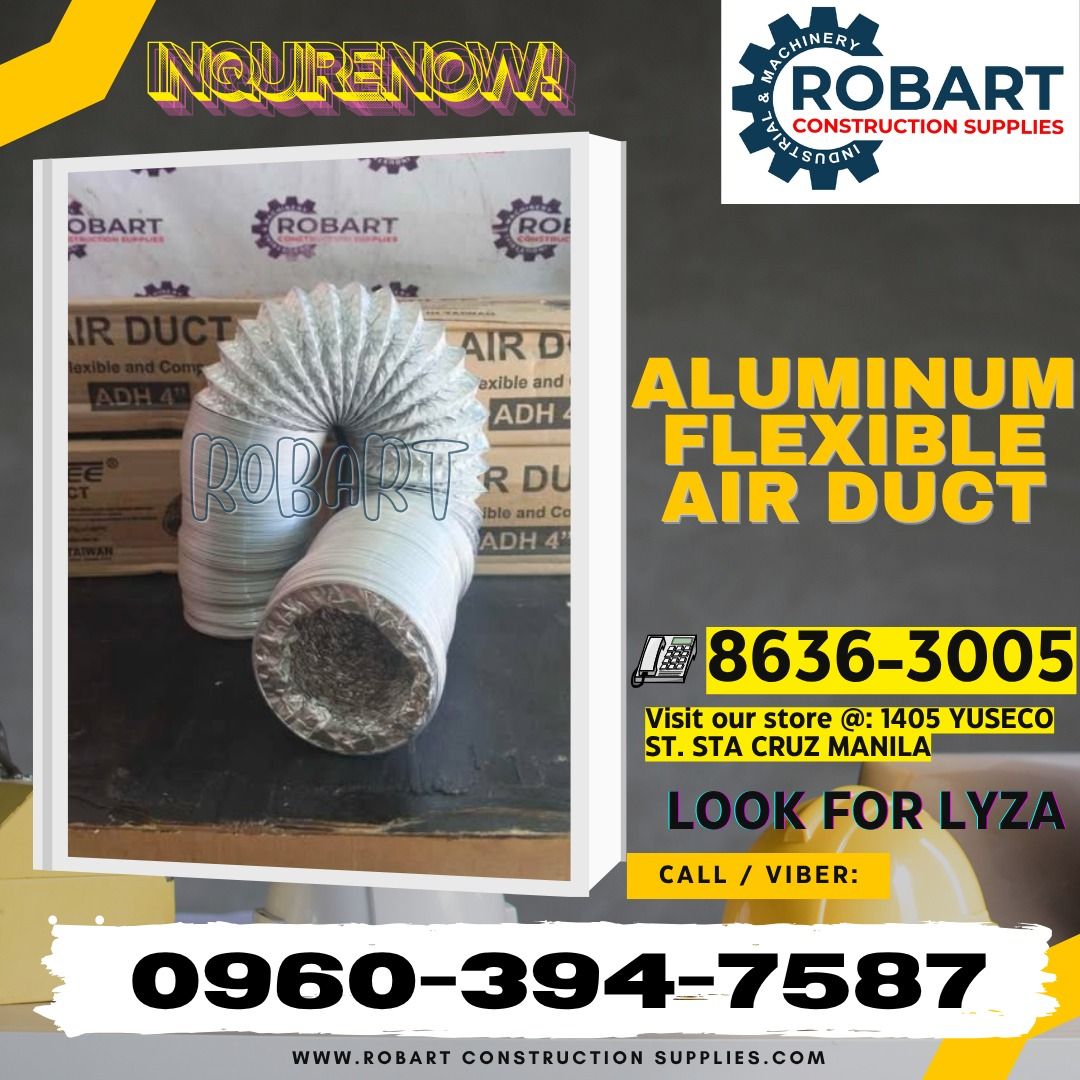 Aluminum Flexible Air Duct (Category: Looking For) located in Manila. Submitted by lyssarobart19xx (Listing ID 1468552704, Image 1). Description: Aluminum Flexible Air Duct Size: 4 x 10meters Brand: Tailee 𝑹𝑶𝑩𝑨𝑹𝑻 𝑪𝑶𝑵𝑺𝑻𝑹𝑼𝑪𝑻𝑰𝑶𝑵 𝑺𝑼𝑷𝑷𝑳𝑰𝑬𝑺 𝒪𝒻𝒻𝒾𝒸𝑒 𝒜𝒹𝒹𝓇𝑒𝓈𝓈: 𝟣𝟦𝟢𝟧 𝒴𝓊𝓈𝑒𝒸𝑜 𝒮𝓉. 𝒮𝓉𝒶 𝒞𝓇𝓊𝓏 𝑀𝒶𝓃𝒾𝓁𝒶 ꜱᴇɴᴅ ᴜꜱ ᴍᴇꜱꜱᴀɢᴇ ꜰᴏʀ ɪɴQᴜɪʀɪᴇꜱ ‼️ ‼️ ɢʟᴏʙᴇ: (0966-827-7091) ꜱᴍʀᴛ - (0960-394-7587) ᴠɪʙʀ - (0960-394-7587
