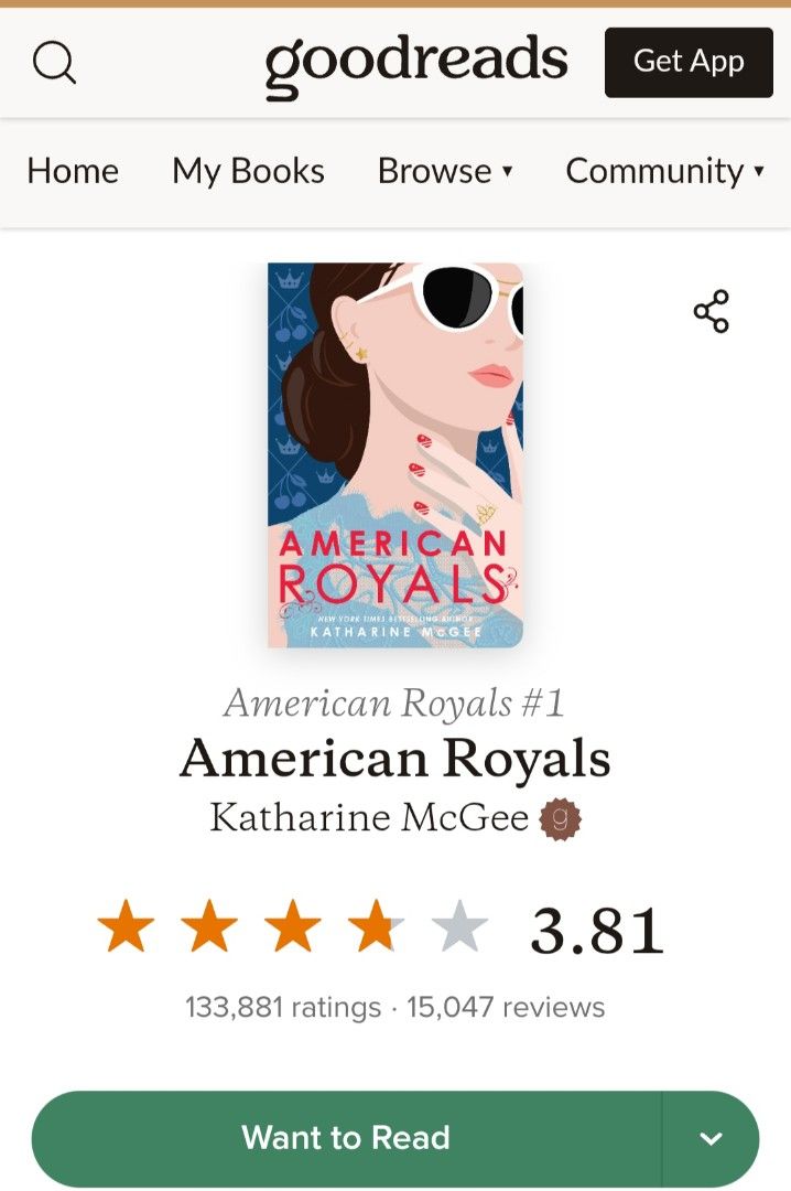American Royals — Katharine McGee (Category: Storybooks) located in Manila. Submitted by x_danilo (Listing ID 1468613100, Image 2). Description: PLEASE READ HERE: Title: American Royals — Katharine McGee Pages: 440 Pages Price: ₱190 + SF AWARD: • Nominee For Reader's Favorite Young Adult Fiction (2019) READING PLATFORM RATING: • Goodreads — 3.81/5 ⭐ GENRE: • Romance / Young Adult / Fiction / Royalty / Contemporary / Fantasy / BookClub Issue/s: • 