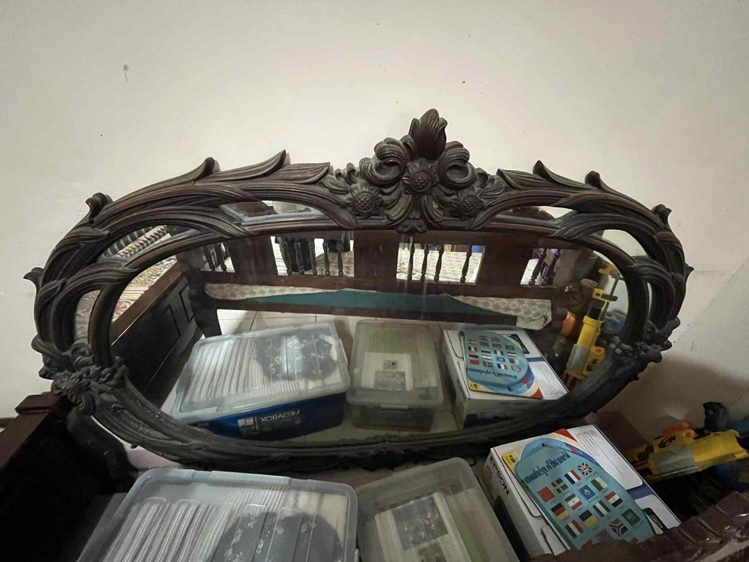antique wall mirror (Category: Other Home Furniture) located in Manila. Submitted by 21_bigboss_21 (Listing ID 1468513907, Image 1). Description: 70x47.5inch 40kg made of wood not a budget meal .