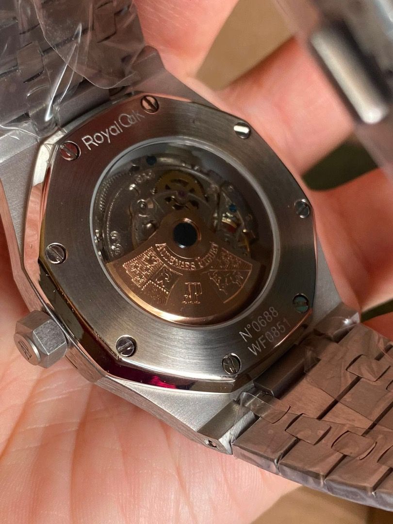 AP Royal Oak Skeleton Watch (Category: Luxury Watches) located in Caloocan City. Submitted by mrbigdreams (Listing ID 1468528777, Image 3). Description: - Model: Audemars Piguet Royal Oak Skeleton - Material: Premium stainless steel with integrated bracelet and AP folding clasp - Dial: Stunning openworked dial showing the intricate mechanical movement - Design: Signature octagonal bezel with exposed screws and AP-engraved crown - Back: Exhibition