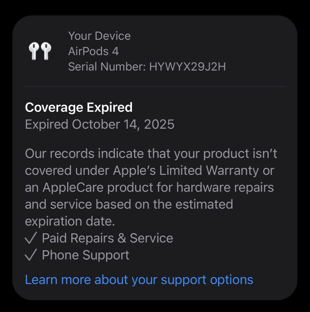 Apple Airpods 4 with Wireless Charging and ANC (Category: Earphones) located in Quezon City. Submitted by dreeeeeeee (Listing ID 1468603079, Image 3). Description: * Original * No issues * Used for a year only * Near LRT 2 Gilmore Station (condo lobby) po for Lalamove, Grab, or pickup.