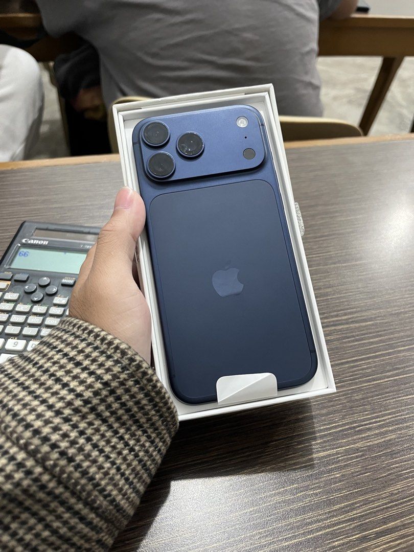 Apple iPhone 17 Pro Max Deep Blue 512GB (Category: iPhone 17 Series) located in Dasmarinas. Submitted by thriftedbygii (Listing ID 1468507704, Image 1). Description: - Model: iPhone 17 Pro Max - Color: Deep Blue - Storage: 512GB - Battery Health: 90% (333 cycle counts) - Usage: First used February 2026 - Inclusions: Original retail box and USB-C cable - Condition: Excellent, well-maintained.