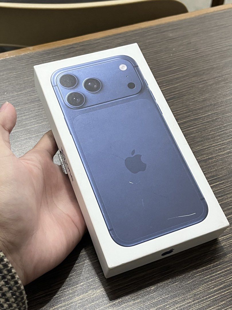 Apple iPhone 17 Pro Max Deep Blue 512GB (Category: iPhone 17 Series) located in Dasmarinas. Submitted by thriftedbygii (Listing ID 1468507704, Image 2). Description: - Model: iPhone 17 Pro Max - Color: Deep Blue - Storage: 512GB - Battery Health: 90% (333 cycle counts) - Usage: First used February 2026 - Inclusions: Original retail box and USB-C cable - Condition: Excellent, well-maintained.