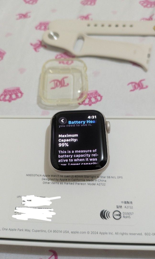 Apple Watch SE(Gen2( 32GB (Category: Wearables & Smart Watches) located in Manila. Submitted by ryry0108 (Listing ID 1468543693, Image 1). Description: -Starlight Aluminum Case -Starlight Sport Band -GPS -with extra straps and case -original charger -original box -battery health 99% still good battery span can be use all day in single charge -used like new -still negotiable.