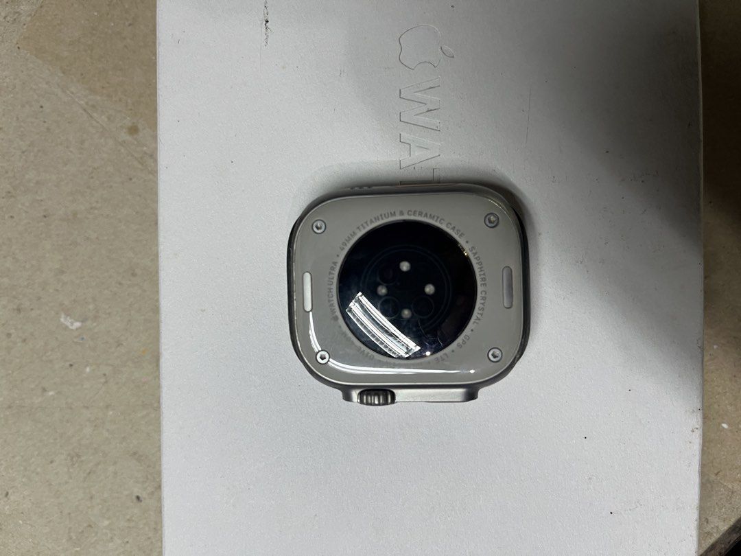 Apple watch ultra 1 (Category: Wearables & Smart Watches) located in Binangonan. Submitted by waterrockets (Listing ID 1468711928, Image 3). Description: Complete with box and original strap and charger Please note: The screen exhibits a blue/rainbow-like reflection when the display is off and viewed under certain lighting conditions. This is a known issue reported on some Apple Watch Ultra 1 units. Please refer to the actual photos for its condi