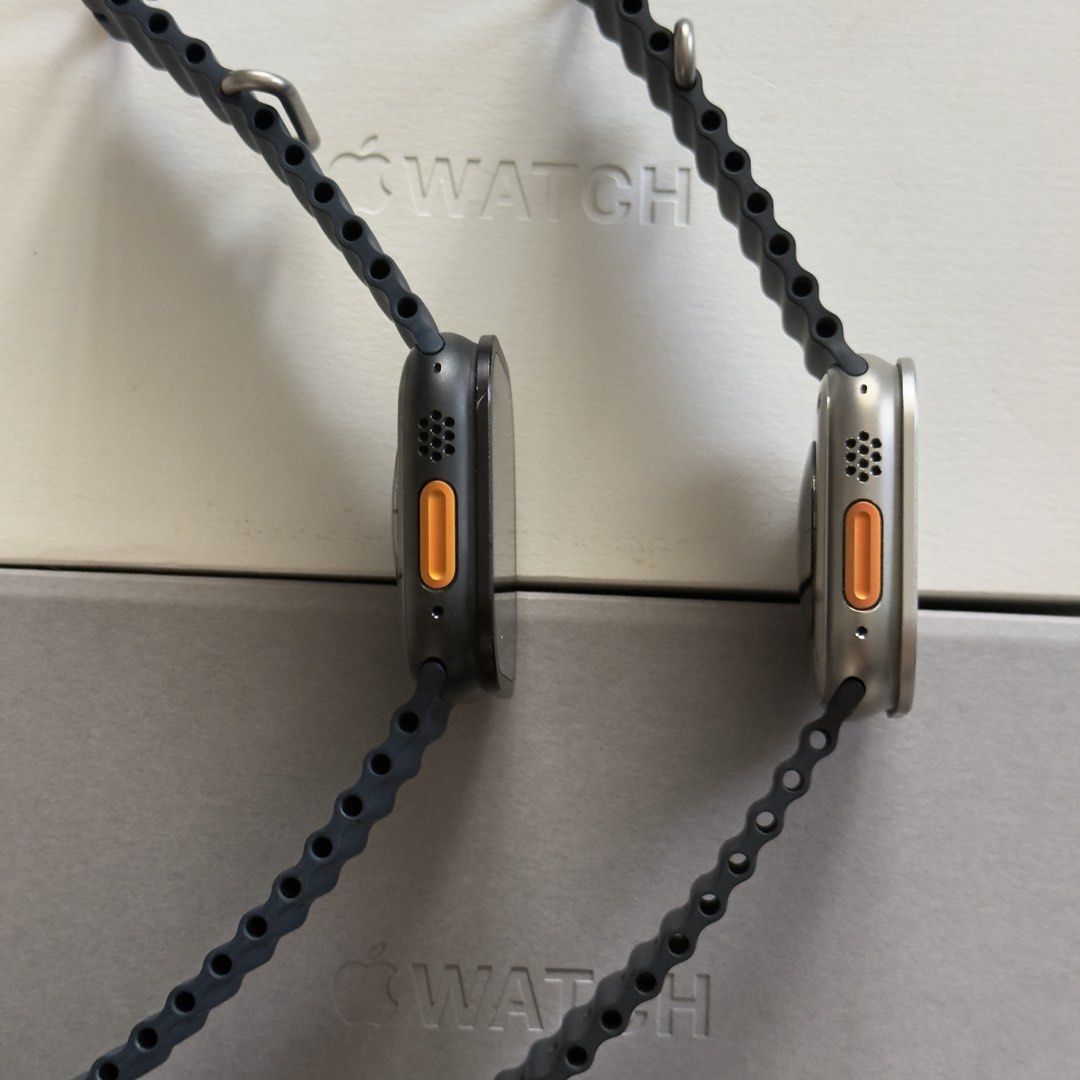 Apple Watch Ultra 2 (Category: Wearables & Smart Watches) located in Davao. Submitted by llanesry28 (Listing ID 1468546094, Image 2). Description: FOR SALE: 2 pieces APPLE WATCH ULTRA 2 SPECIFICATIONS: Display: 49mm Always-On Retina LTPO OLED Build: Aerospace-grade titanium case Brightness: Up to 3,000 nits Chip: S9 SiP with on-device Siri Controls: Digital Crown, Action Button & Double Tap gesture Health: Heart rate monitoring, ECG, blood oxygen