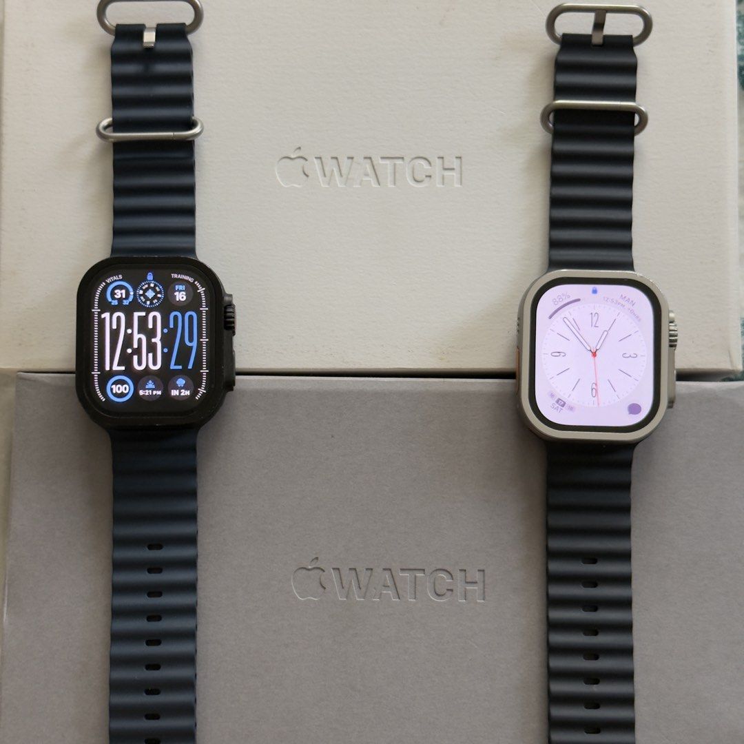 Apple Watch Ultra 2 (Category: Wearables & Smart Watches) located in Davao. Submitted by llanesry28 (Listing ID 1468546094, Image 1). Description: FOR SALE: 2 pieces APPLE WATCH ULTRA 2 SPECIFICATIONS: Display: 49mm Always-On Retina LTPO OLED Build: Aerospace-grade titanium case Brightness: Up to 3,000 nits Chip: S9 SiP with on-device Siri Controls: Digital Crown, Action Button & Double Tap gesture Health: Heart rate monitoring, ECG, blood oxygen