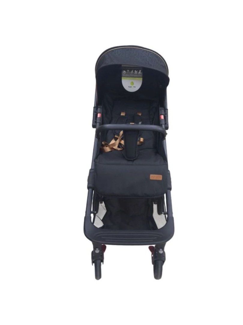 Apruva Axel Compact Baby Stroller (Category: Strollers) located in Manila. Submitted by heyitsmegracie (Listing ID 1468576374, Image 2). Description: - Brand: Apruva Axel baby stroller in sleek black - Condition: Clean, well-maintained, and fully functional - Compact & Travel-Friendly: Folds down easily with an integrated pull handle for luggage-style transport - Comfort & Safety: Features an adjustable canopy, secure gold-tone safety harness str