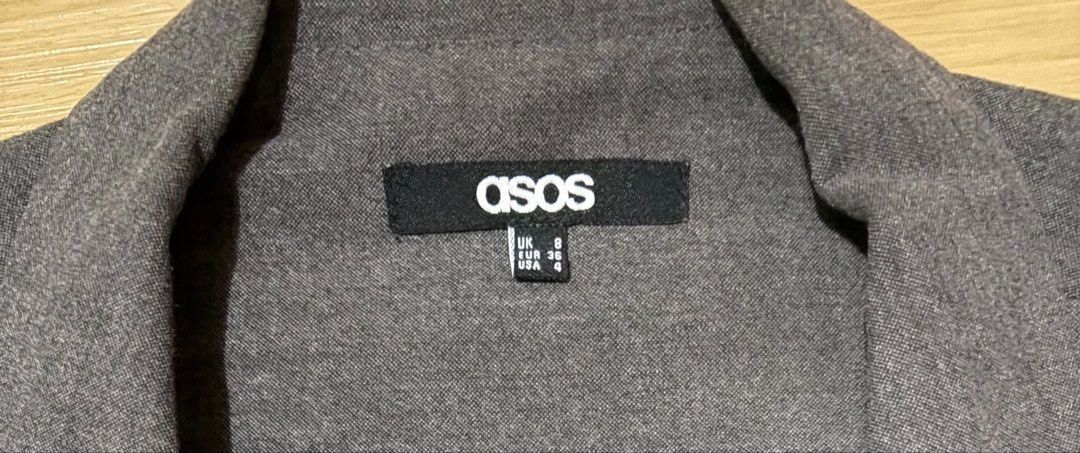 ASOS Casual / Office Dress Small (Category: Dresses) located in Quezon City. Submitted by garagesale2026 (Listing ID 1468706240, Image 3). Description: - Used once - In very good condition - Color: Dark Grey - Sleeveless with collared neckline; Button-down front; Knee-length; Tailored fit; Vest dress style - Made in Romania - Waist: 26"; Width: 15"; Length(from waist): 18.5".