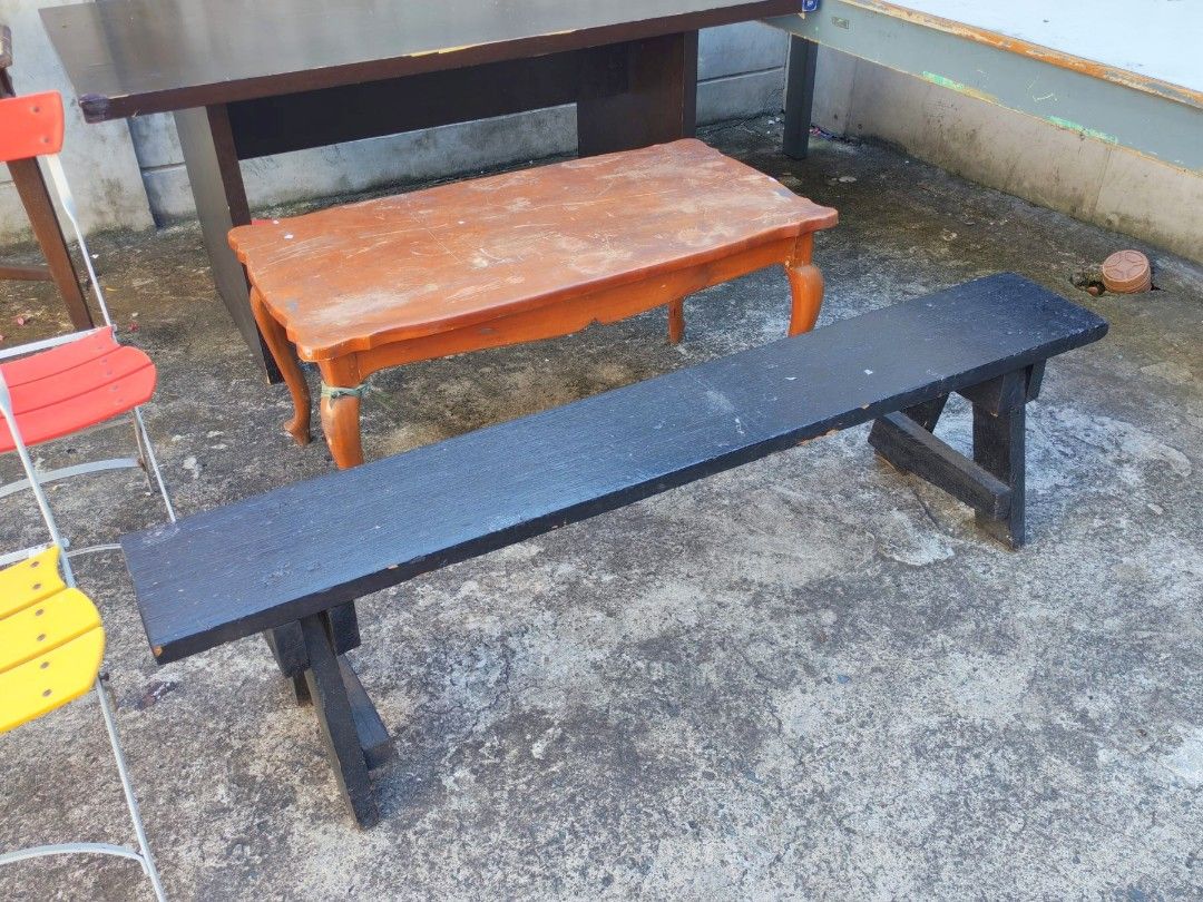 Assorted Tables Chairs and Benches Lot (Category: Tables & Sets) located in Las Pinas. Submitted by offtonewhome (Listing ID 1468634379, Image 2). Description: RUSH SALE! PREFERABLY FOR TAKE ALL Assorted tables, chairs, and benches available as a set or individually Items for pick up only. location: BFRV, Las Piñas.