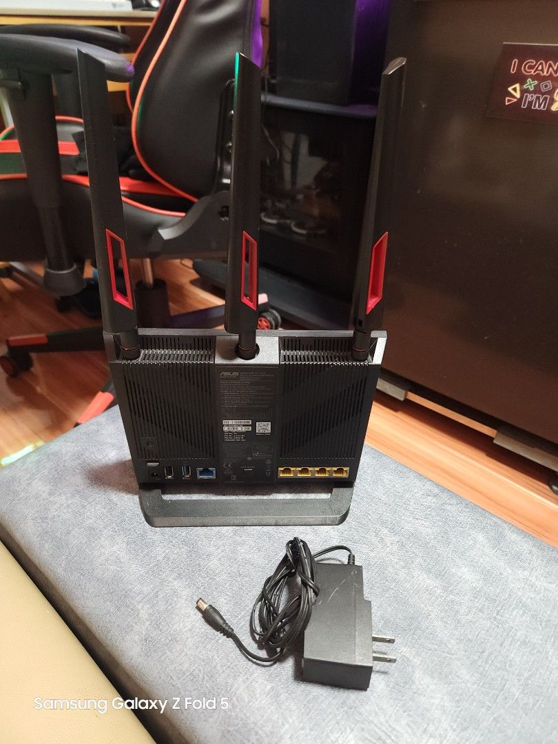 Asus Gaming Router (Category: Networking) located in Manila. Submitted by chrizchild20 (Listing ID 1468584019, Image 2). Description: Asus Gaming Router ● 100% No Issue ● 1 usb 3.0 port ● 1 usb 2.0 port ● with Led On/Off ● 4 Lan Port ● 1 Wan Port ● with Power Adapter ● 1800 pesos Lalamove nyo nalang kung malayo kayo, willing to VideoCall para mapakita sa inyo bago nyo i-book. own Rider at Booking nyo para safe kayo. Tondo Location ko. I Do Also h