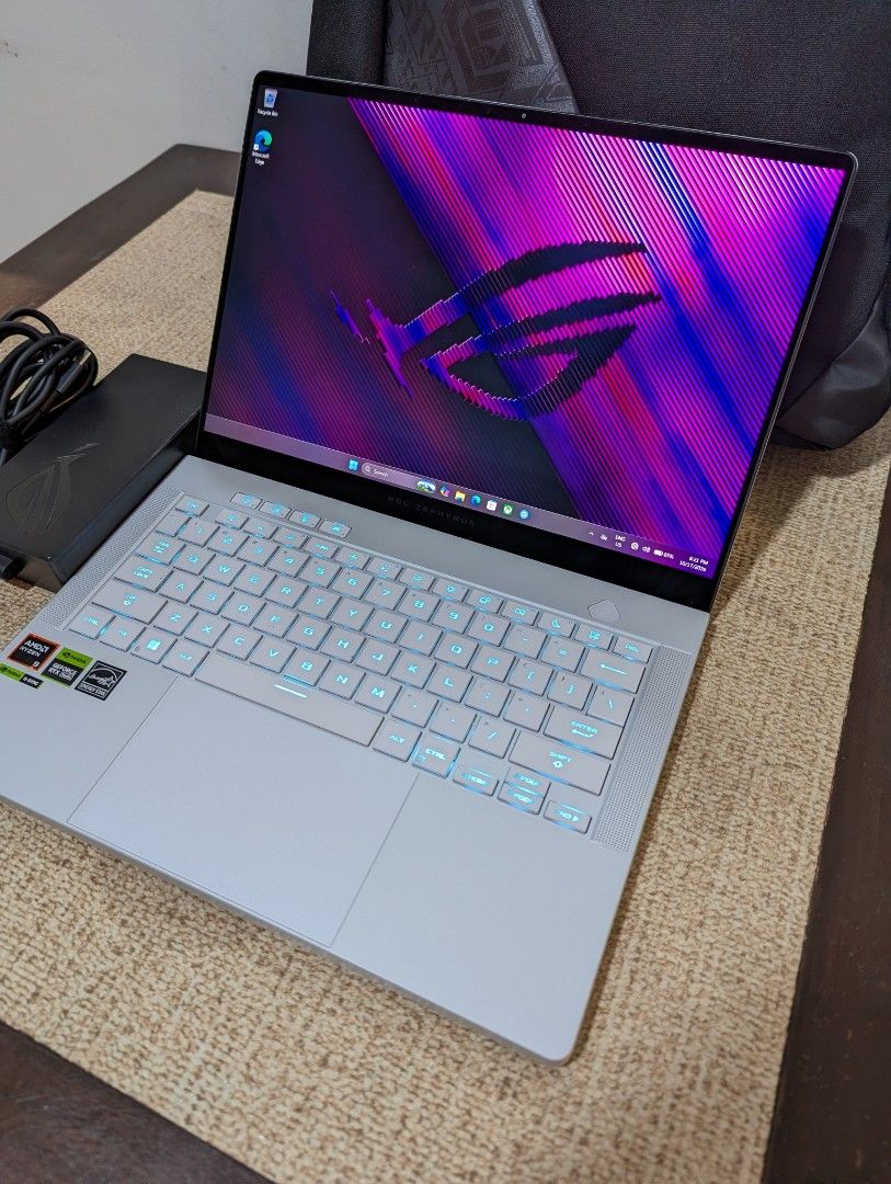 Asus ROG Zephyrus G14 OLED Ryzen9 RTX4060 (Category: Laptops & Notebooks) located in Angeles City. Submitted by pasabuyfromus (Listing ID 1468634618, Image 2). Description: OLED G14 kayooo dyaaan‼️ PM sa mga naghahanap 🔑🔑🔑 Pre-owned laptop and charger Almost 87% Battery Health Asus ROG Zephyrus G14 14inch OLED screen Ryzen 9-8945HS / RTX4060 16GB RAM / 1 TB SSD Windows 11 / Platinum white color freebie bag Cash or Bank Transfer accepted. Credi