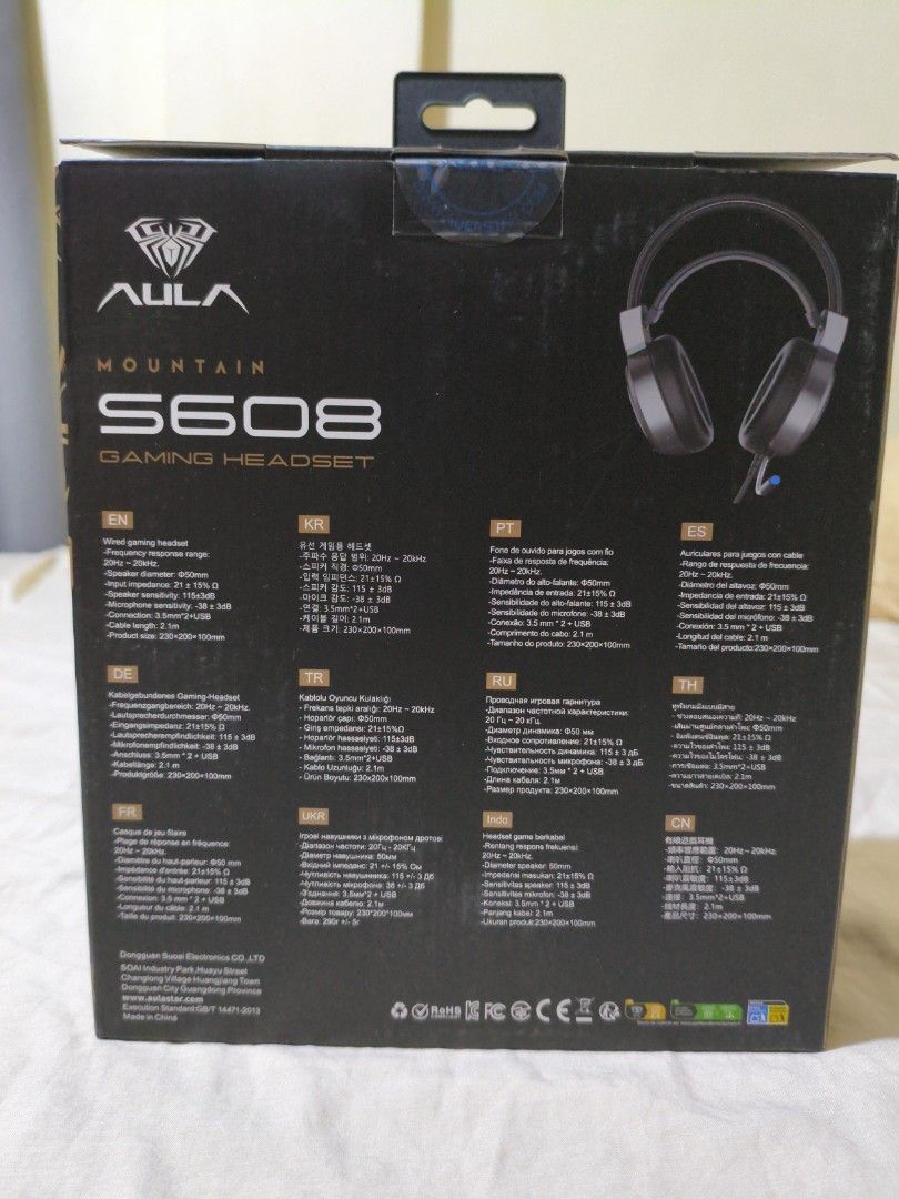 AULA Mountain S608 Gaming Headset (Category: Headphones & Headsets) located in Pasig City. Submitted by garage.sale89 (Listing ID 1468629243, Image 2). Description: - Model: AULA Mountain S608 Gaming Headset - Audio: Immersive stereo sound with 20Hz-20kHz frequency response and large 50mm speakers - Comfort & Isolation: Closed earmuffs effectively block outside noise - Mic: Flexible attached microphone for clear in-game communication - Aesthetics