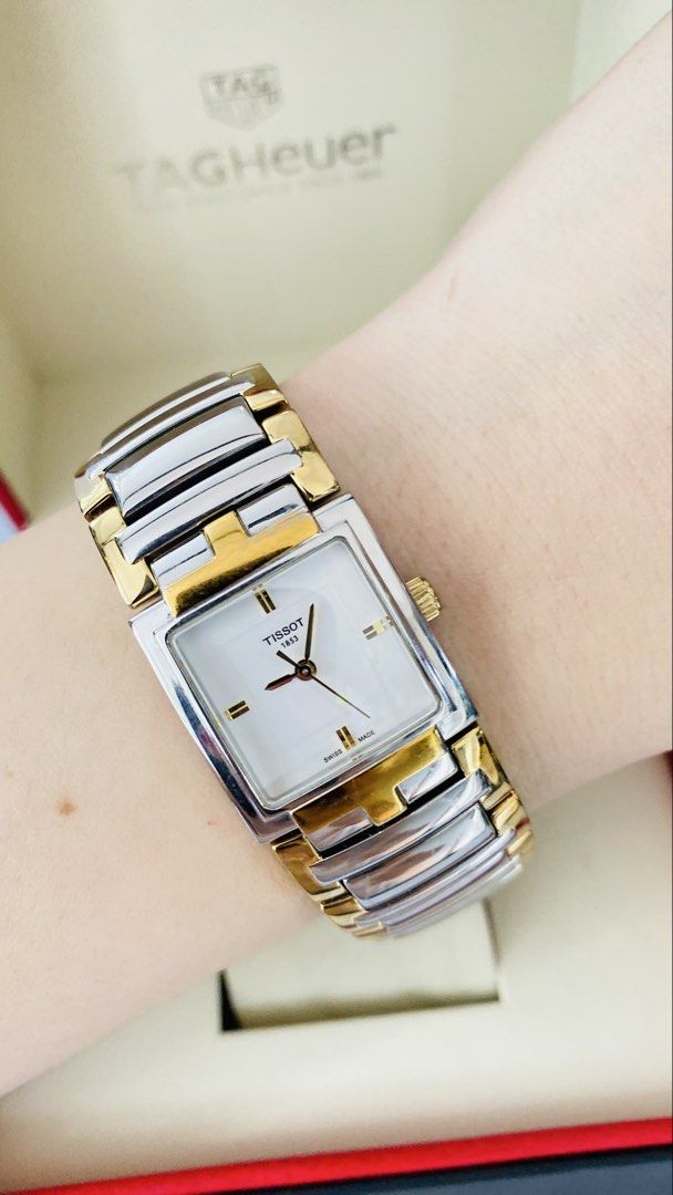 Auth Tissot Two-tone Unisex Watch (Category: Women's Watches) located in San Fernando. Submitted by rujaywatches (Listing ID 1468663526, Image 1). Description: Auth Tissot Two-tone Unisex Watch -MOP Dial -Sapphire Glass -Swiss Made -Stainless Steel -Quartz Movement -Small to Large Wrist Size -With Provided Box -In Excellent Condition DM for Offers and other Inquiries💌 📌Disclaimer:📌 I Claim to be a Legit Watch Reseller. All Products, Names, Bra